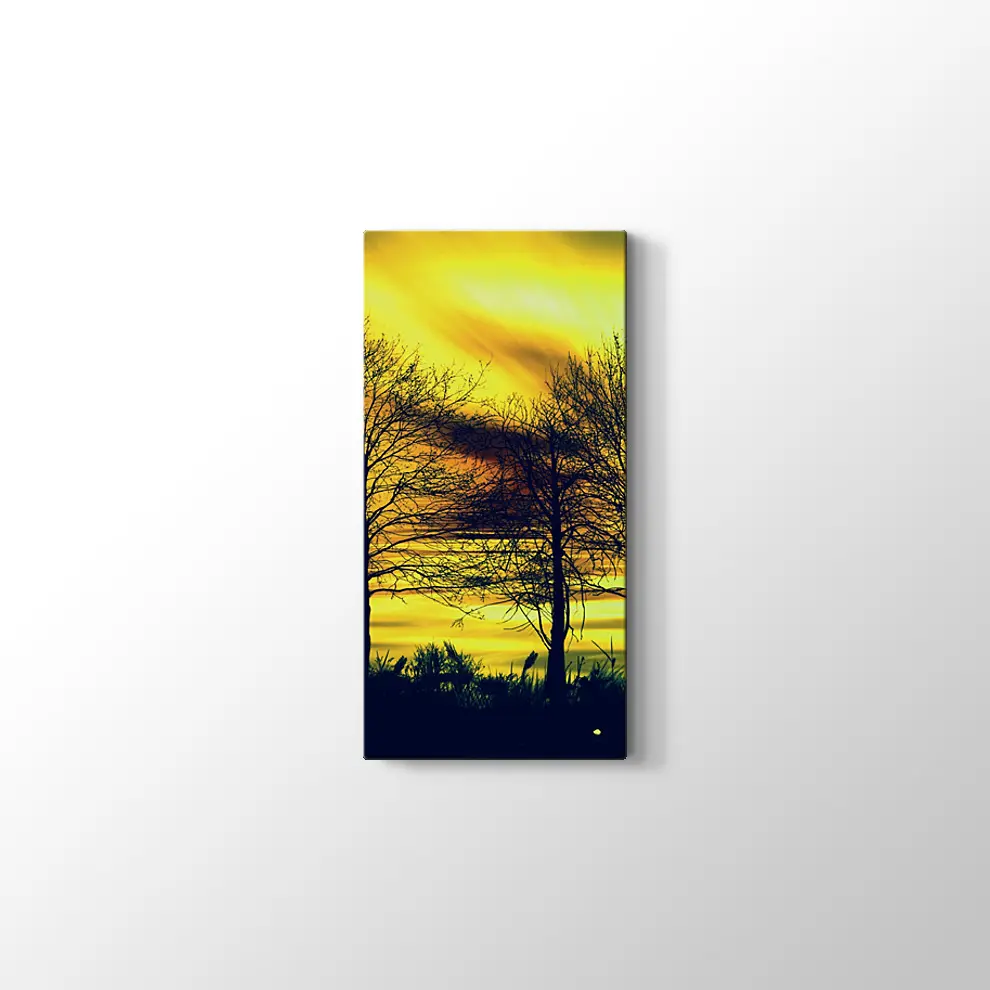 Günbatımında Kuru Ağaçlar Kanvas Tablo