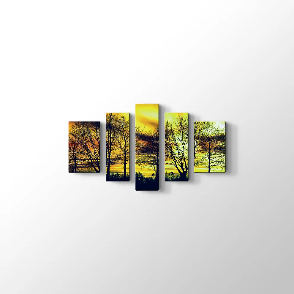 Günbatımında Kuru Ağaçlar Kanvas Tablo
