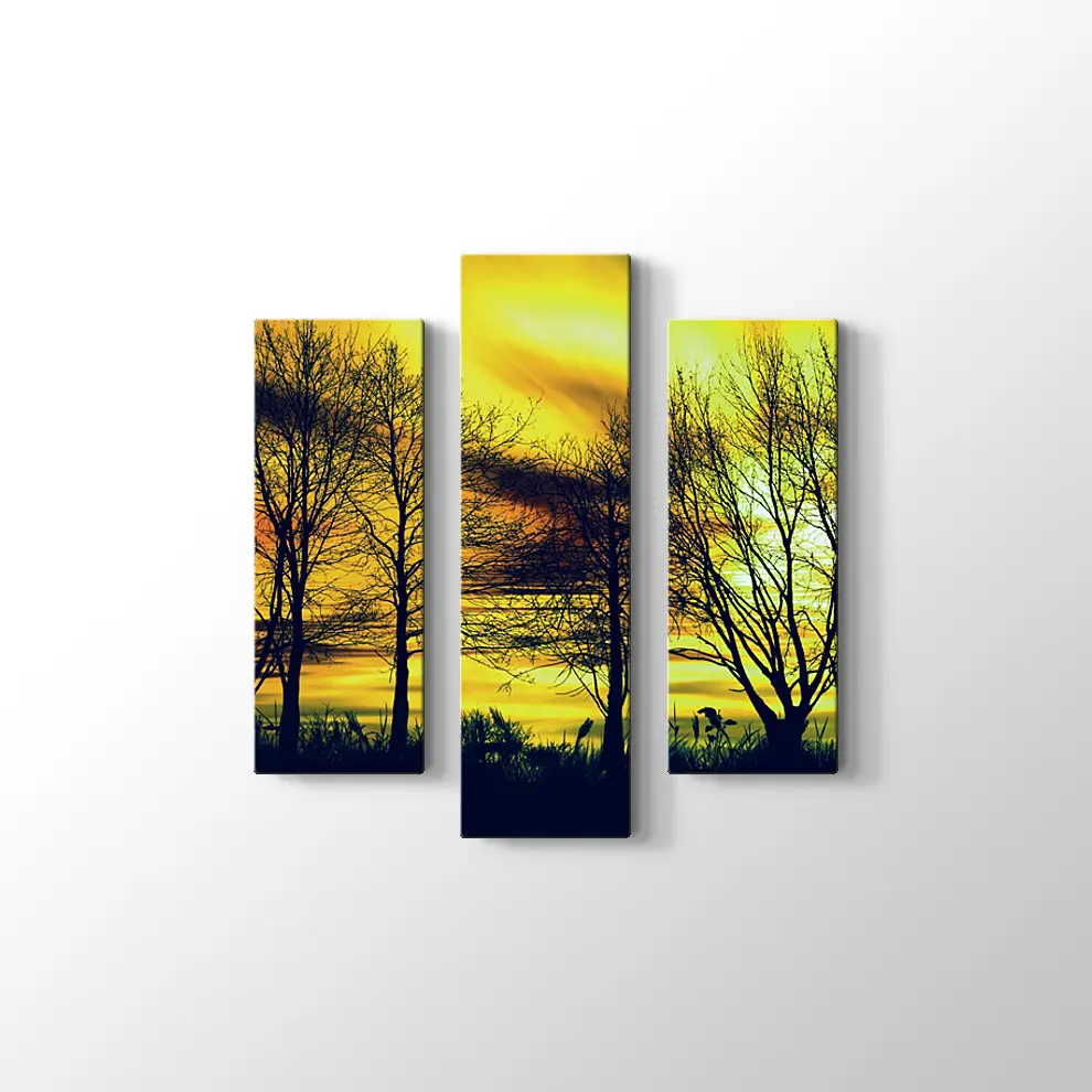 Günbatımında Kuru Ağaçlar Kanvas Tablo