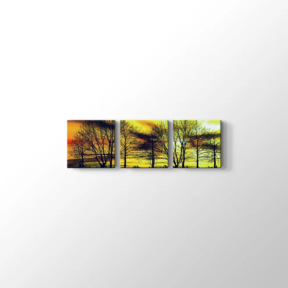 Günbatımında Kuru Ağaçlar Kanvas Tablo