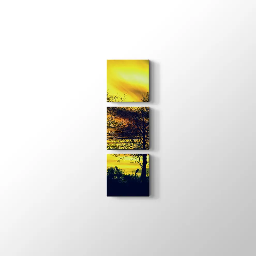 Günbatımında Kuru Ağaçlar Kanvas Tablo