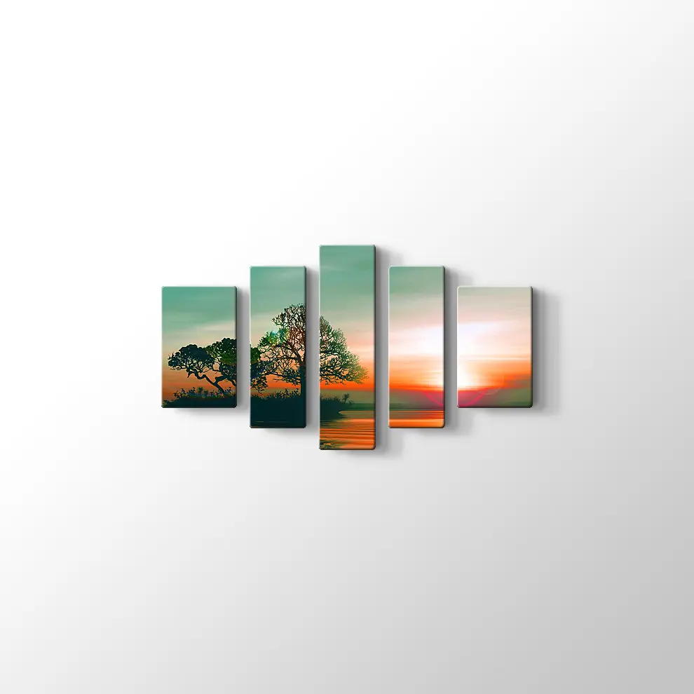 Göldeki Ağaç Kanvas Tablo