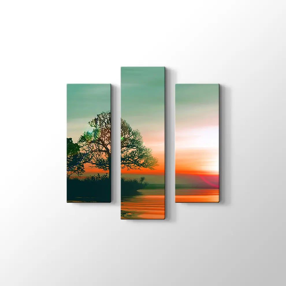 Göldeki Ağaç Kanvas Tablo