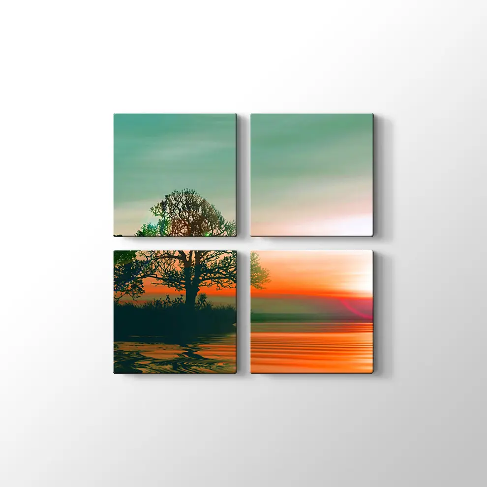 Göldeki Ağaç Kanvas Tablo