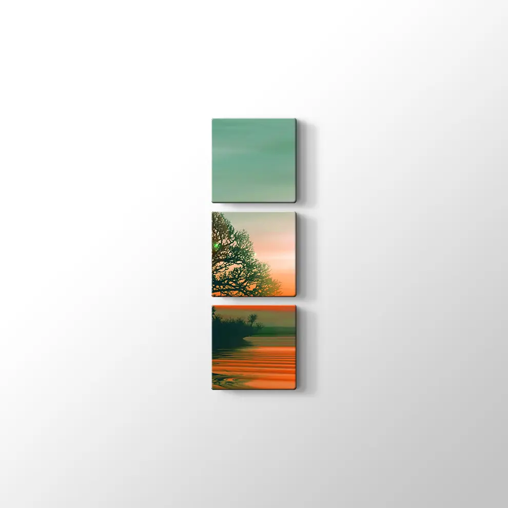 Göldeki Ağaç Kanvas Tablo