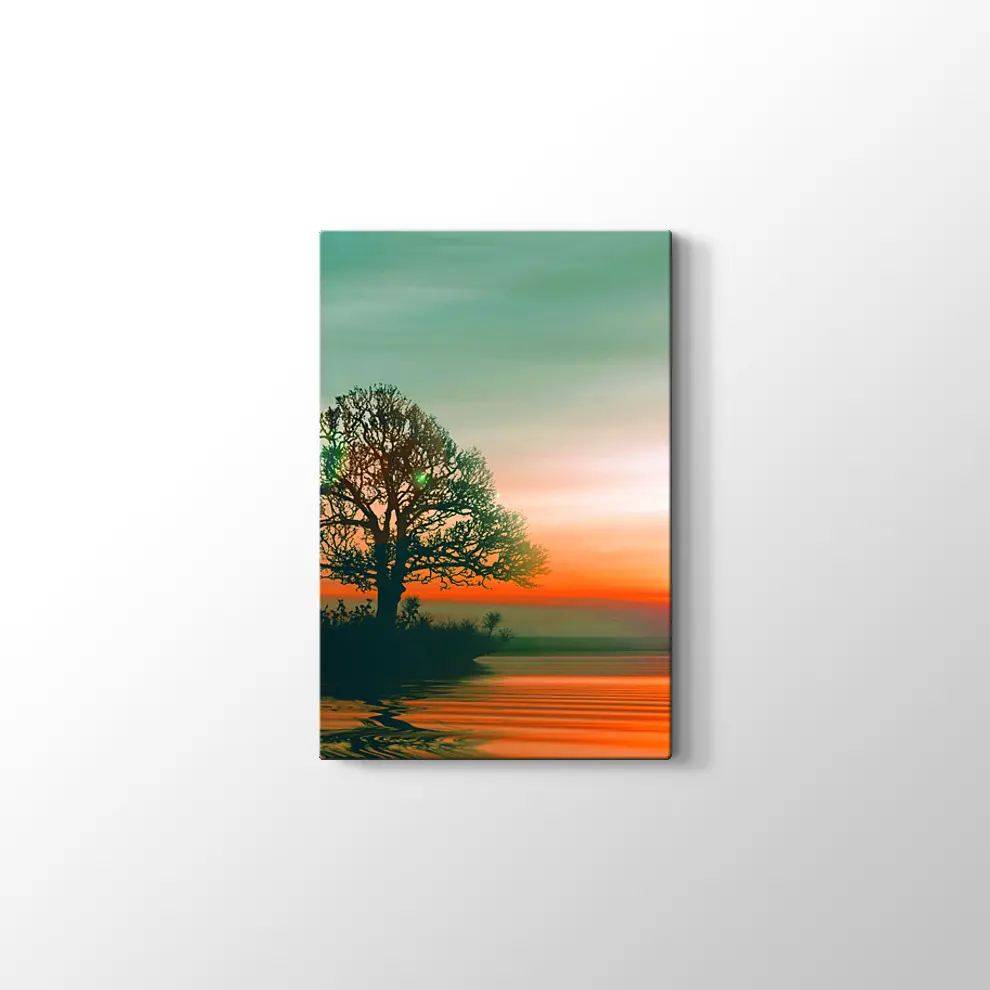 Göldeki Ağaç Kanvas Tablo