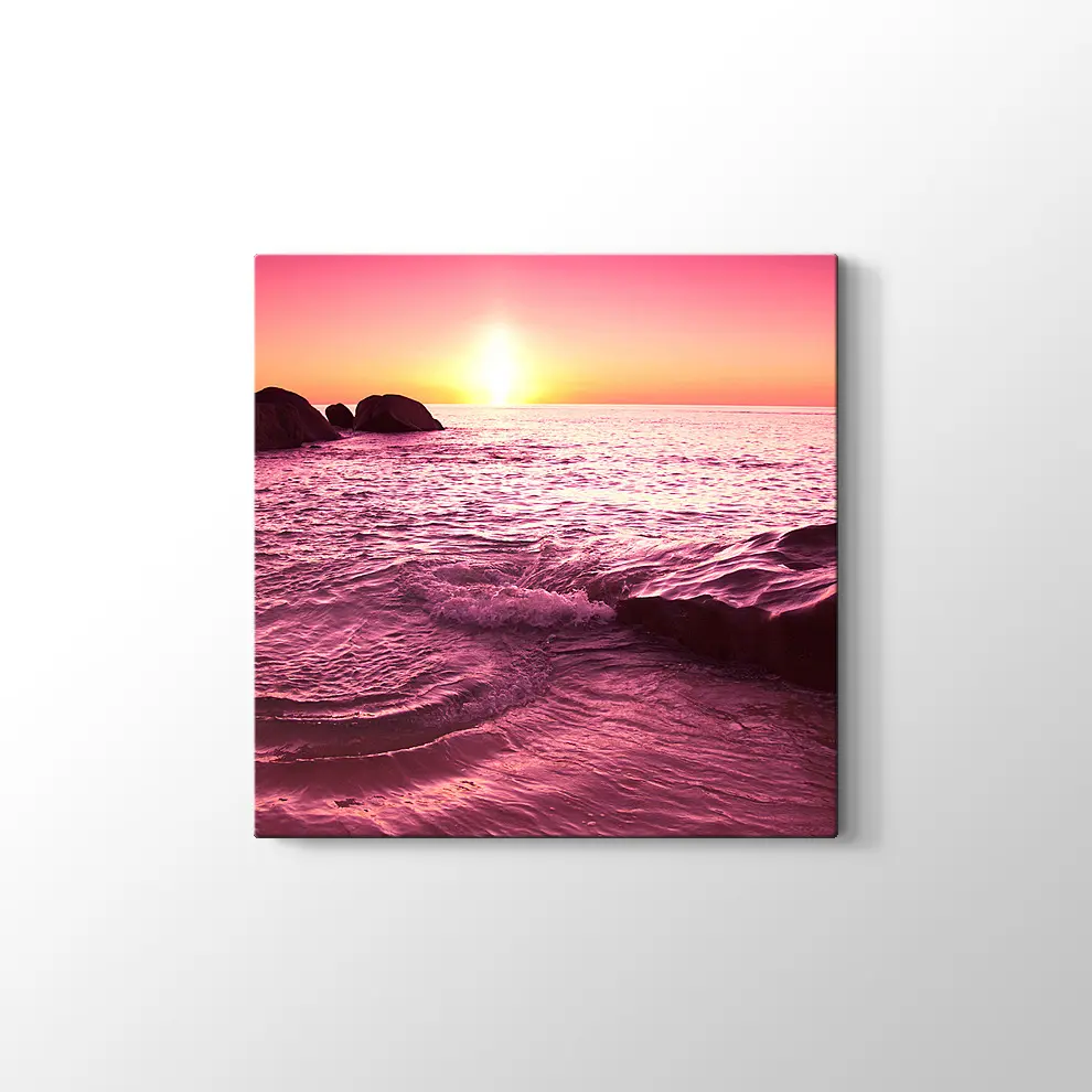 Günbatımında Dalgalar Kanvas Tablo