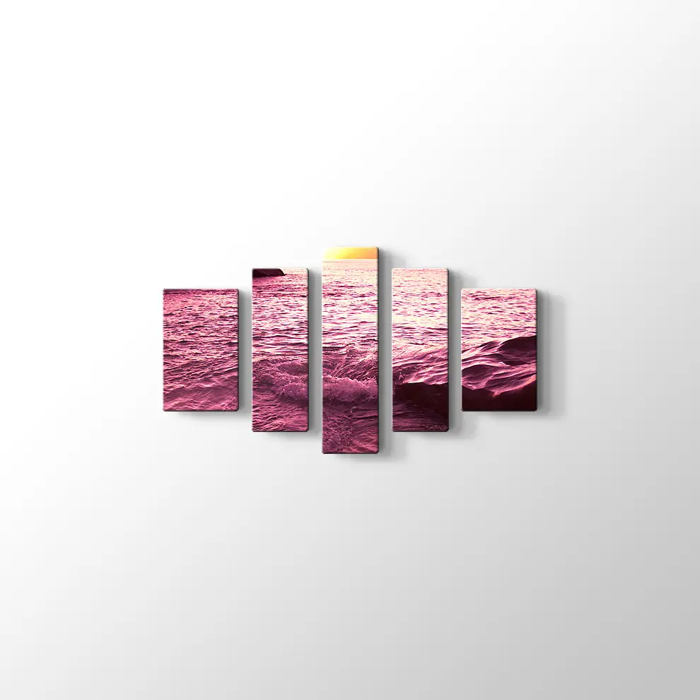 Günbatımında Dalgalar Kanvas Tablo