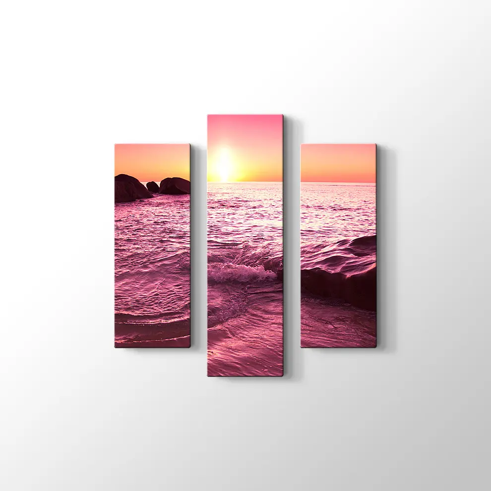 Günbatımında Dalgalar Kanvas Tablo