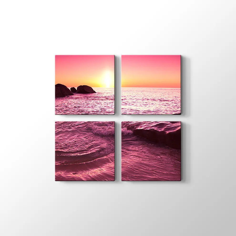 Günbatımında Dalgalar Kanvas Tablo