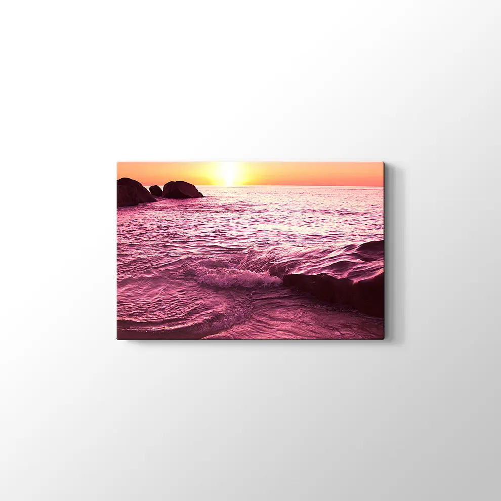 Günbatımında Dalgalar Kanvas Tablo