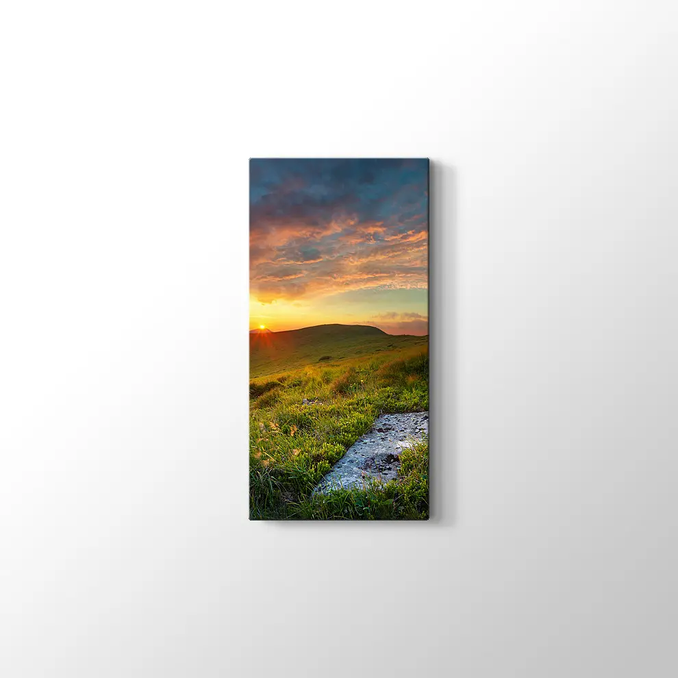 Günbatımında Dağlar Kanvas Tablo