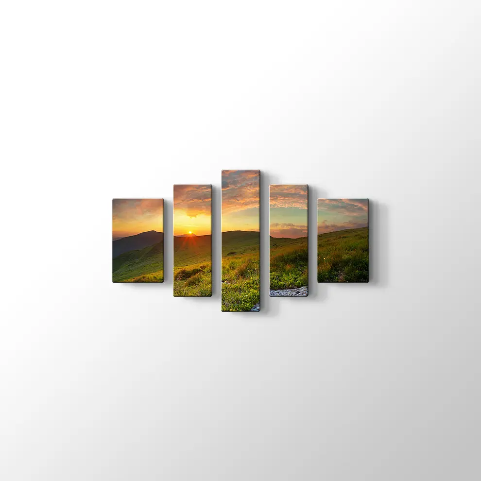 Günbatımında Dağlar Kanvas Tablo