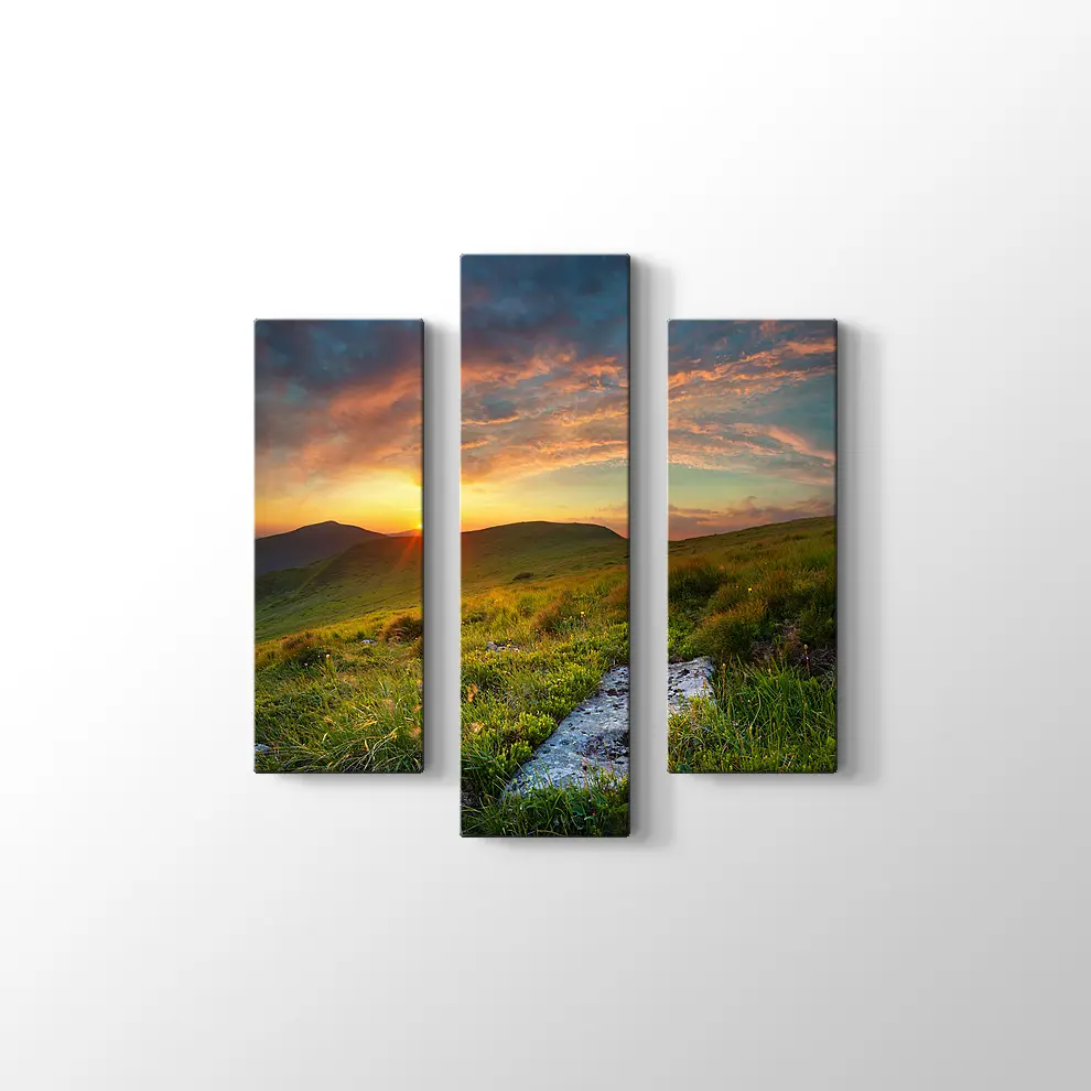 Günbatımında Dağlar Kanvas Tablo