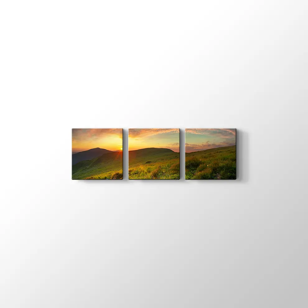 Günbatımında Dağlar Kanvas Tablo