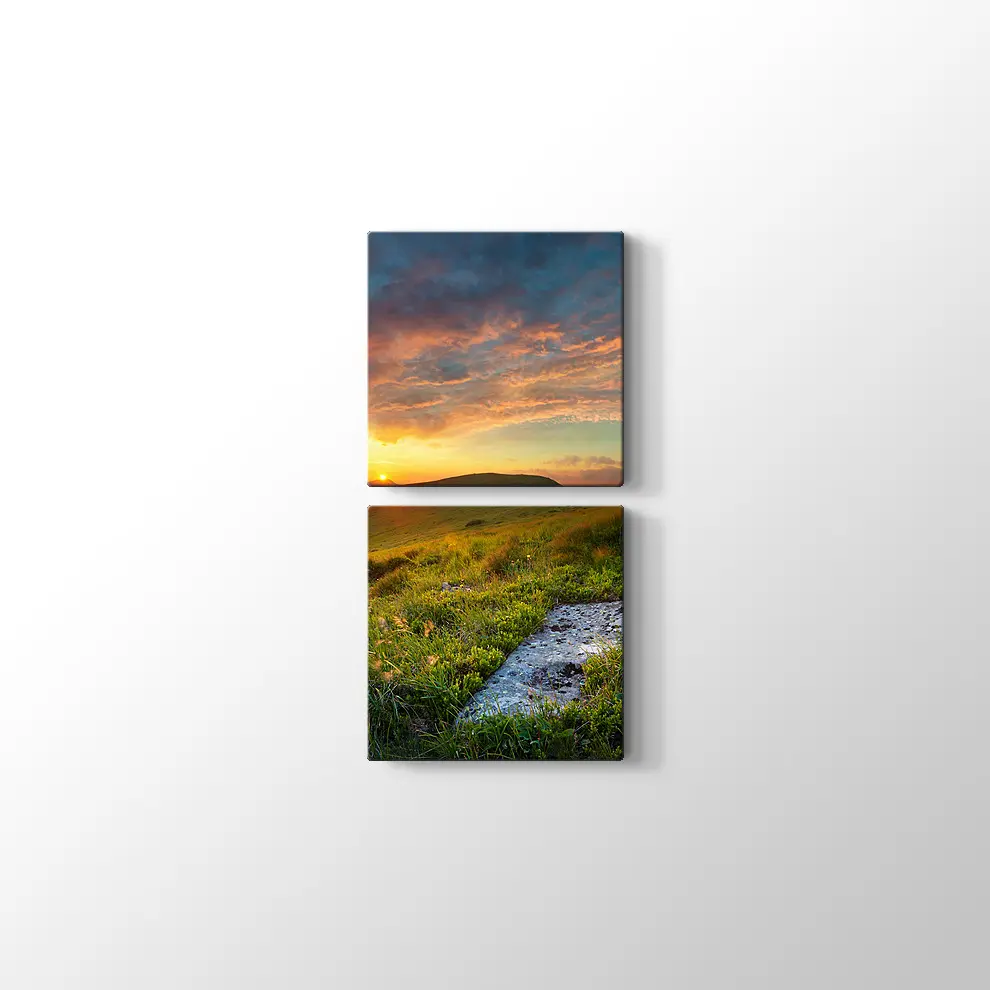 Günbatımında Dağlar Kanvas Tablo