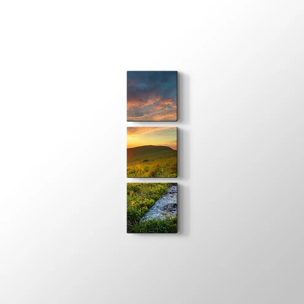 Günbatımında Dağlar Kanvas Tablo