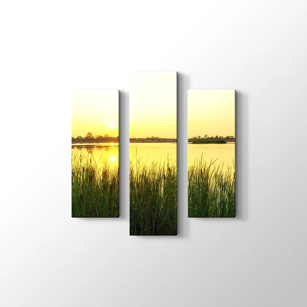 Sakin Göl ve Günbatımı Kanvas Tablo