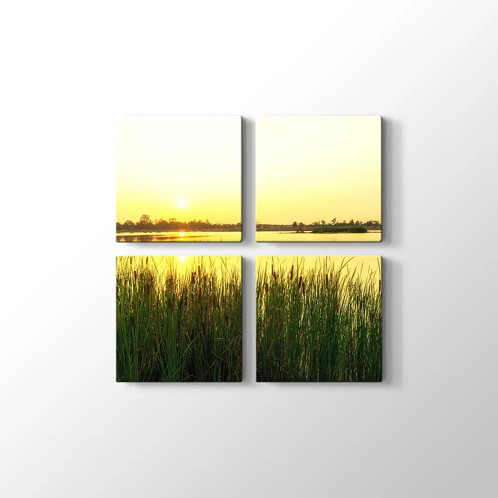 Sakin Göl ve Günbatımı Kanvas Tablo