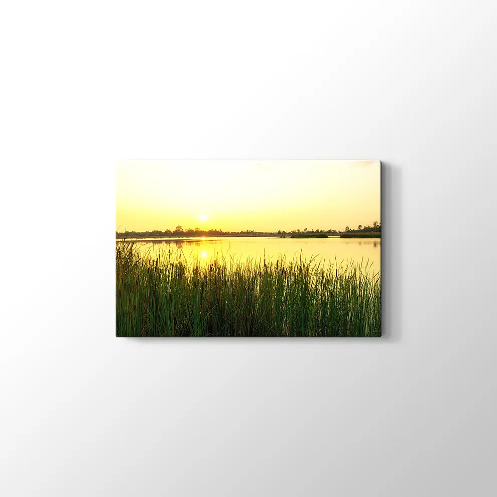 Sakin Göl ve Günbatımı Kanvas Tablo