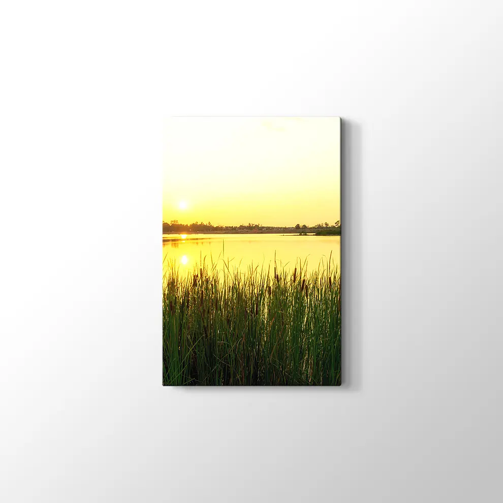 Sakin Göl ve Günbatımı Kanvas Tablo