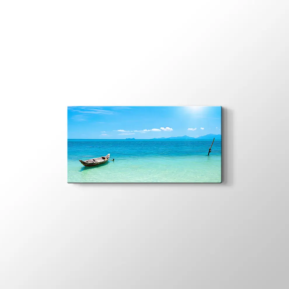 Mavi Okyanusta Tekne Kanvas Tablo