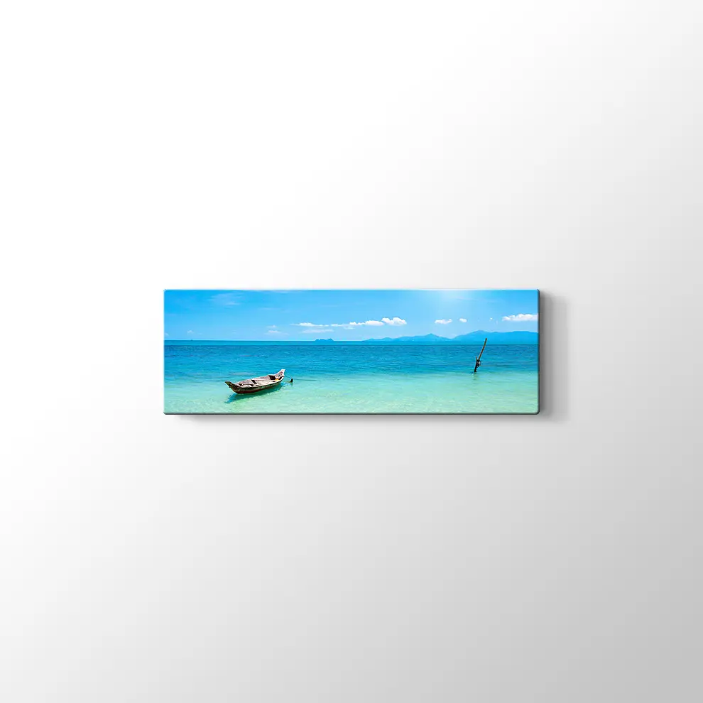 Mavi Okyanusta Tekne Kanvas Tablo