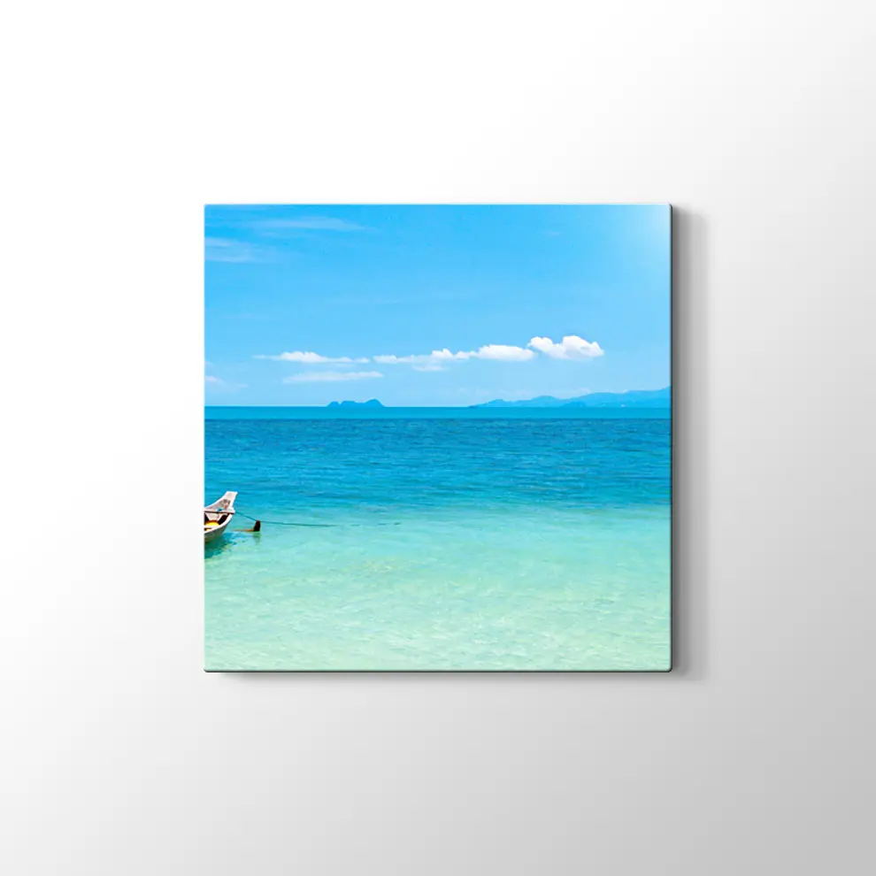 Mavi Okyanusta Tekne Kanvas Tablo
