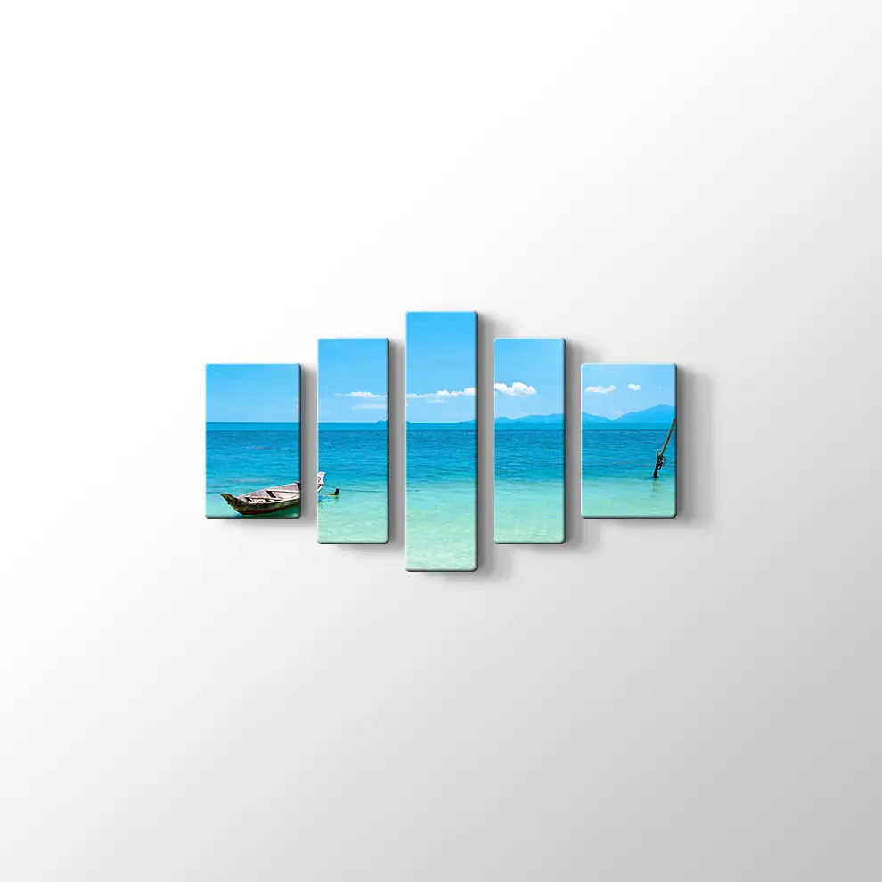 Mavi Okyanusta Tekne Kanvas Tablo