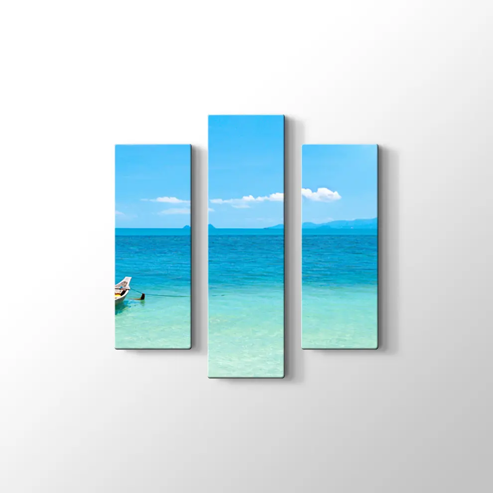 Mavi Okyanusta Tekne Kanvas Tablo