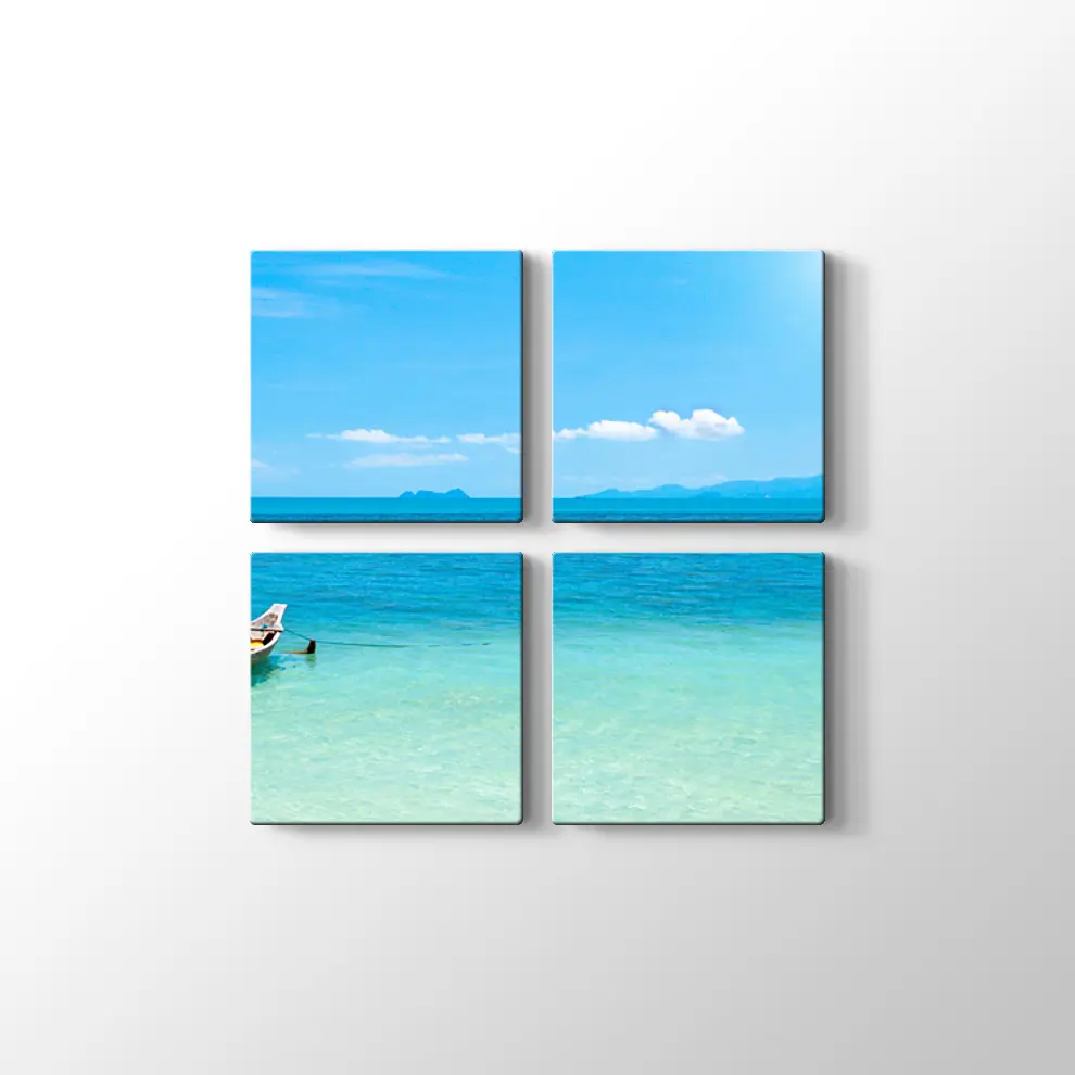 Mavi Okyanusta Tekne Kanvas Tablo