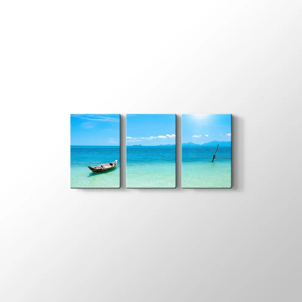 Mavi Okyanusta Tekne Kanvas Tablo