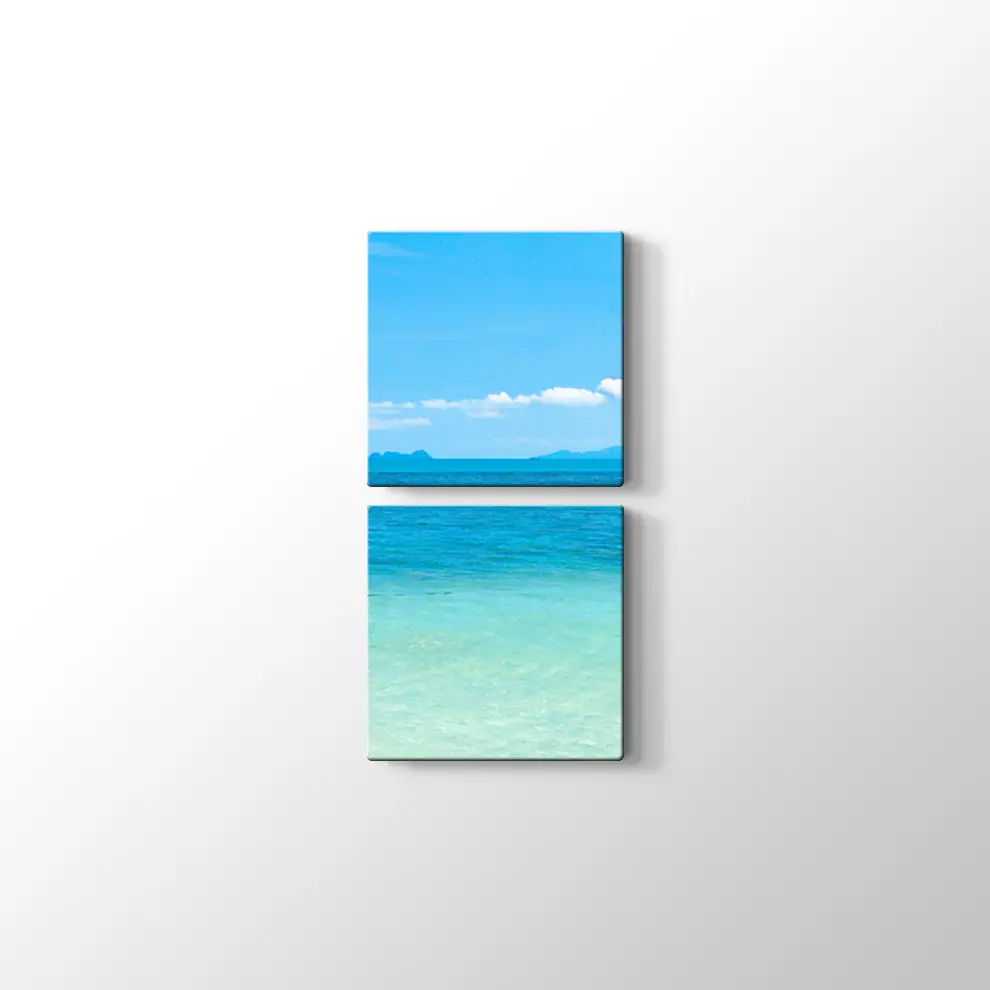 Mavi Okyanusta Tekne Kanvas Tablo