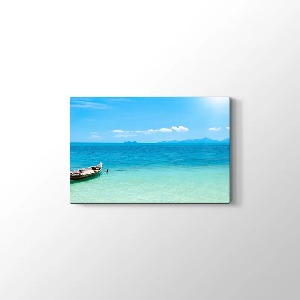 Mavi Okyanusta Tekne Kanvas Tablo