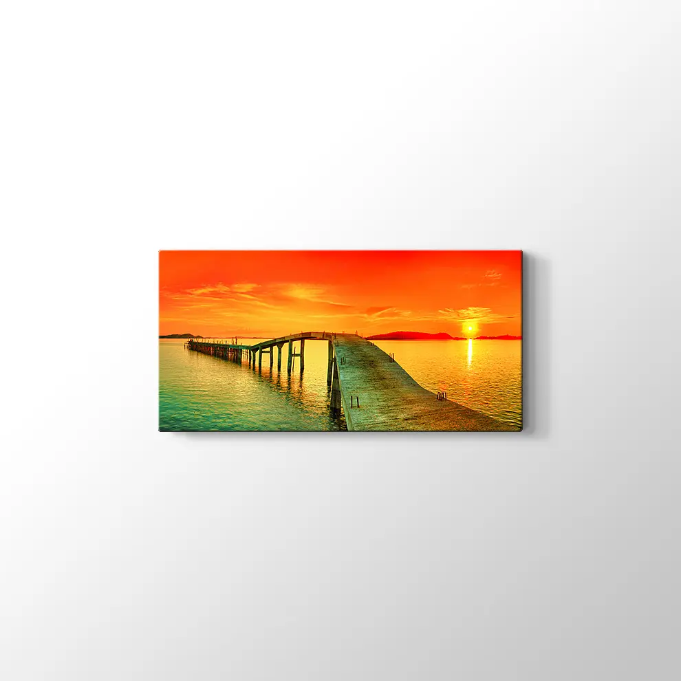İskelede Gün Batımı Kanvas Tablo