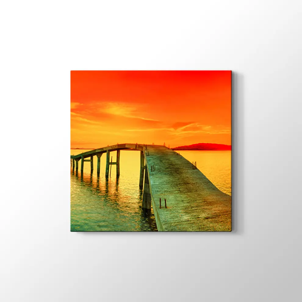 İskelede Gün Batımı Kanvas Tablo