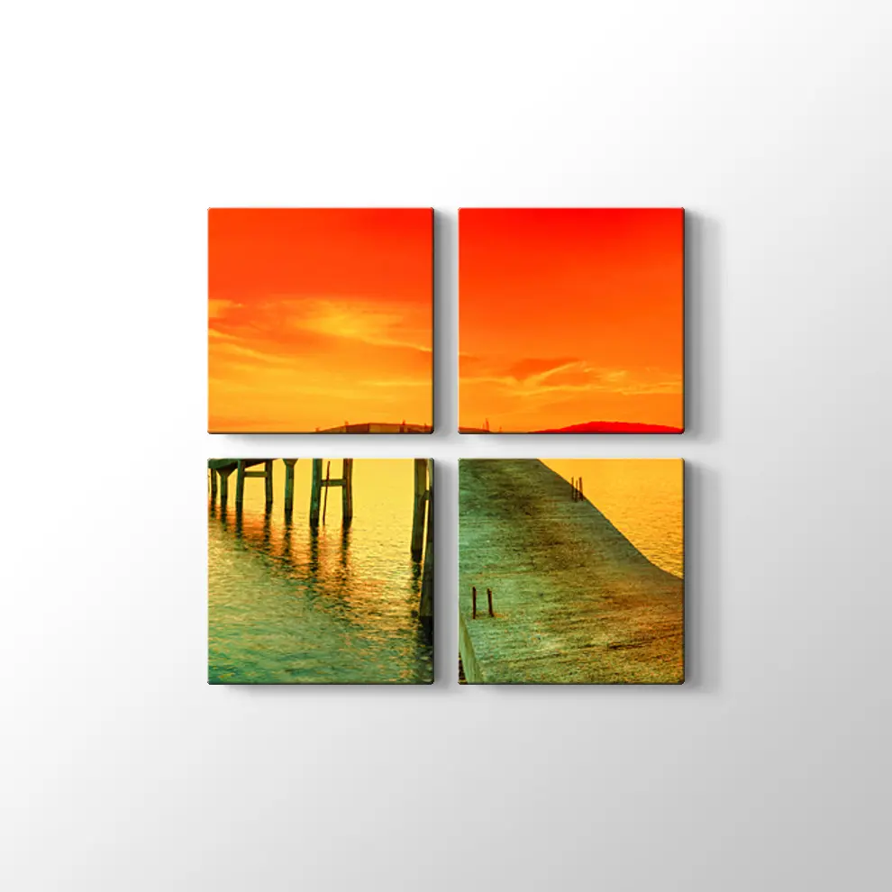 İskelede Gün Batımı Kanvas Tablo