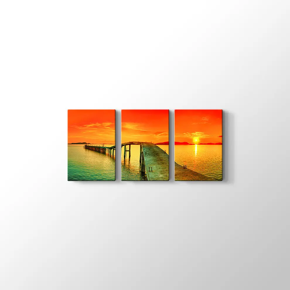 İskelede Gün Batımı Kanvas Tablo