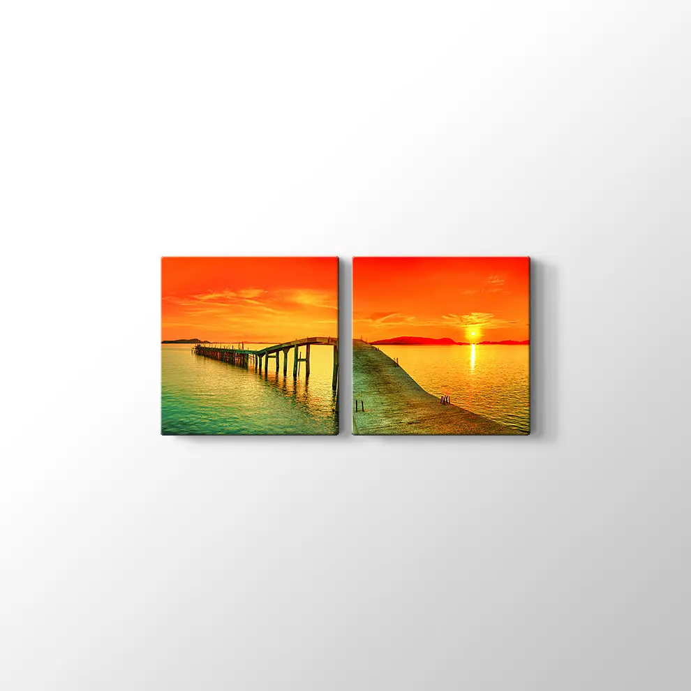 İskelede Gün Batımı Kanvas Tablo