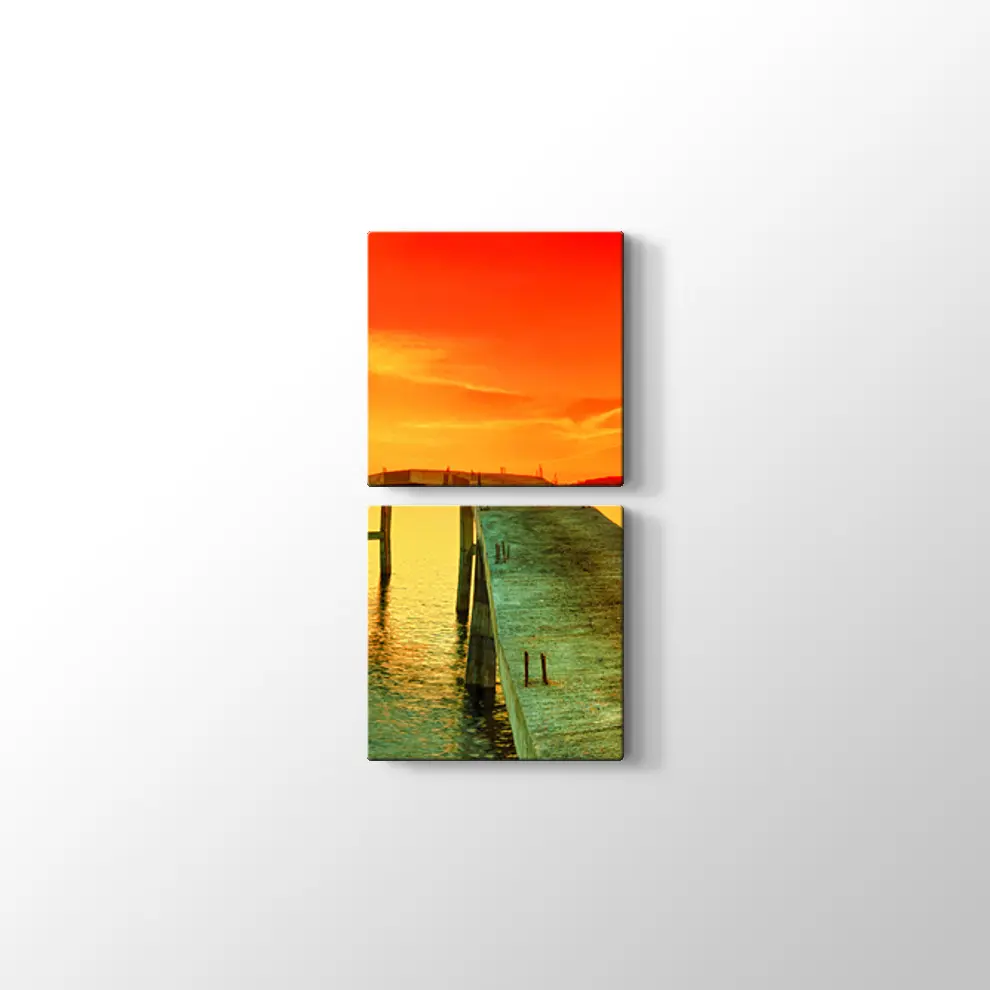 İskelede Gün Batımı Kanvas Tablo