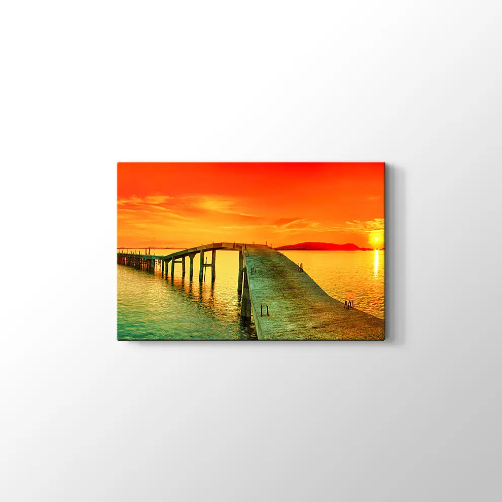 İskelede Gün Batımı Kanvas Tablo