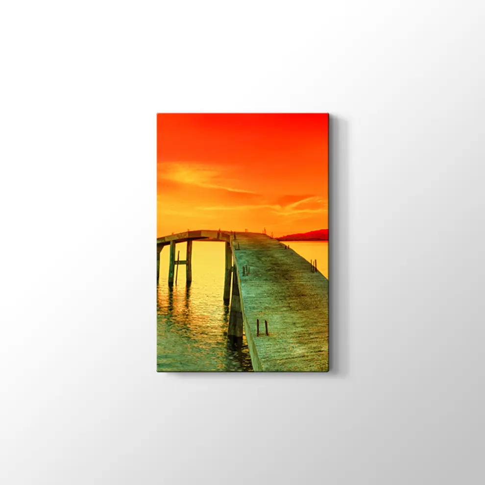 İskelede Gün Batımı Kanvas Tablo