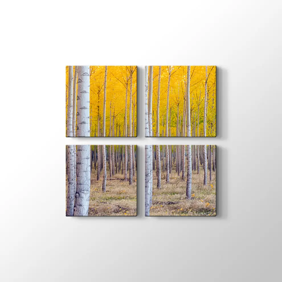 Orman ve Sarı Kompozisyonu Kanvas Tablo