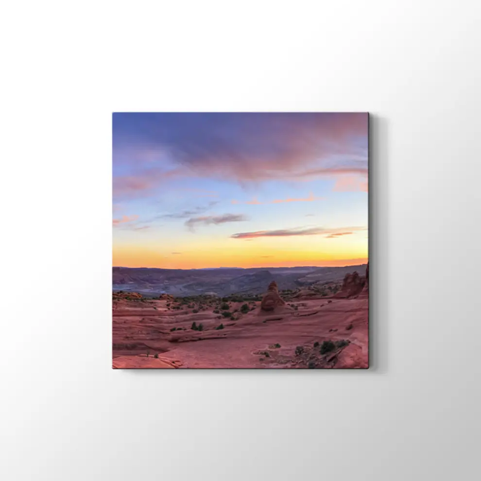 Arches Ulusal Parkı Panoramik Gün Batımı Kanvas Tablo