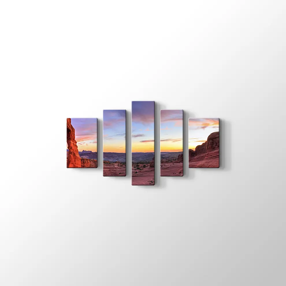 Arches Ulusal Parkı Panoramik Gün Batımı Kanvas Tablo