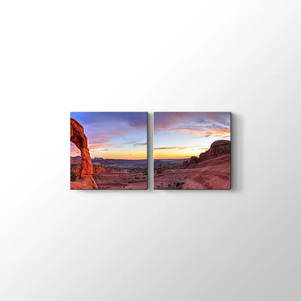 Arches Ulusal Parkı Panoramik Gün Batımı Kanvas Tablo