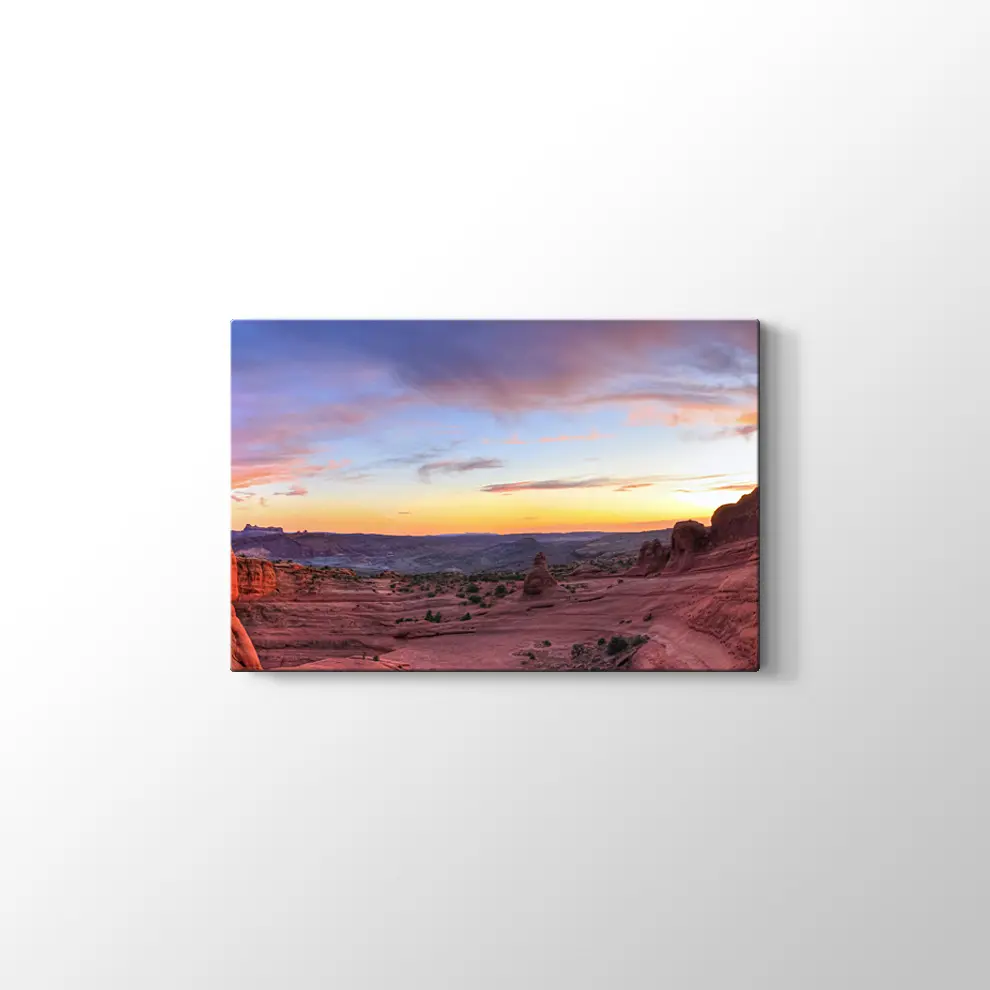 Arches Ulusal Parkı Panoramik Gün Batımı Kanvas Tablo