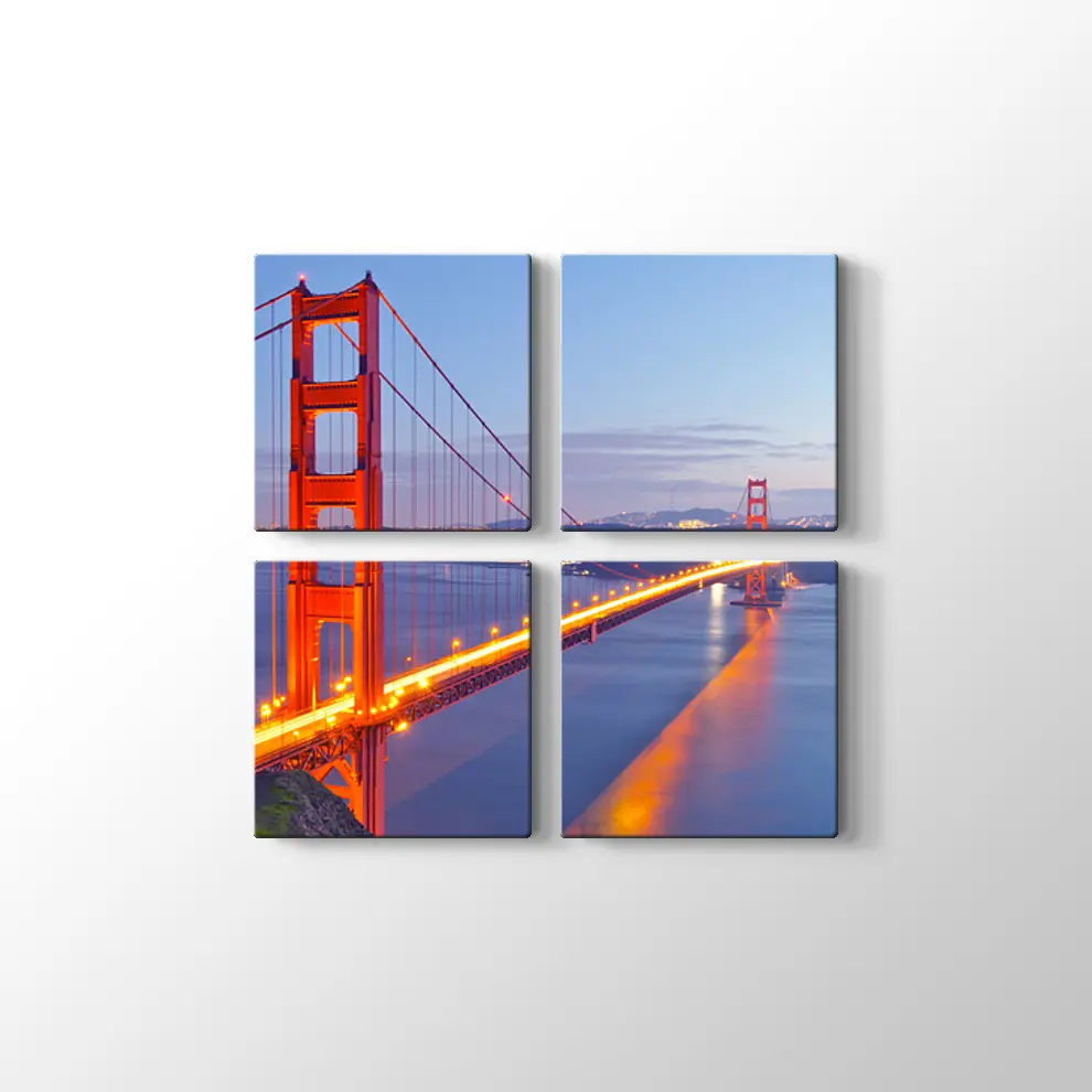 Gece Köprü Manzarası Kanvas Tablo