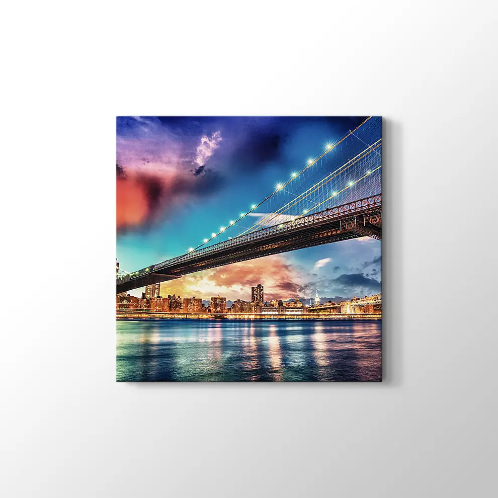 Brooklyn ve Manhattan Köprüsü Kanvas Tablo