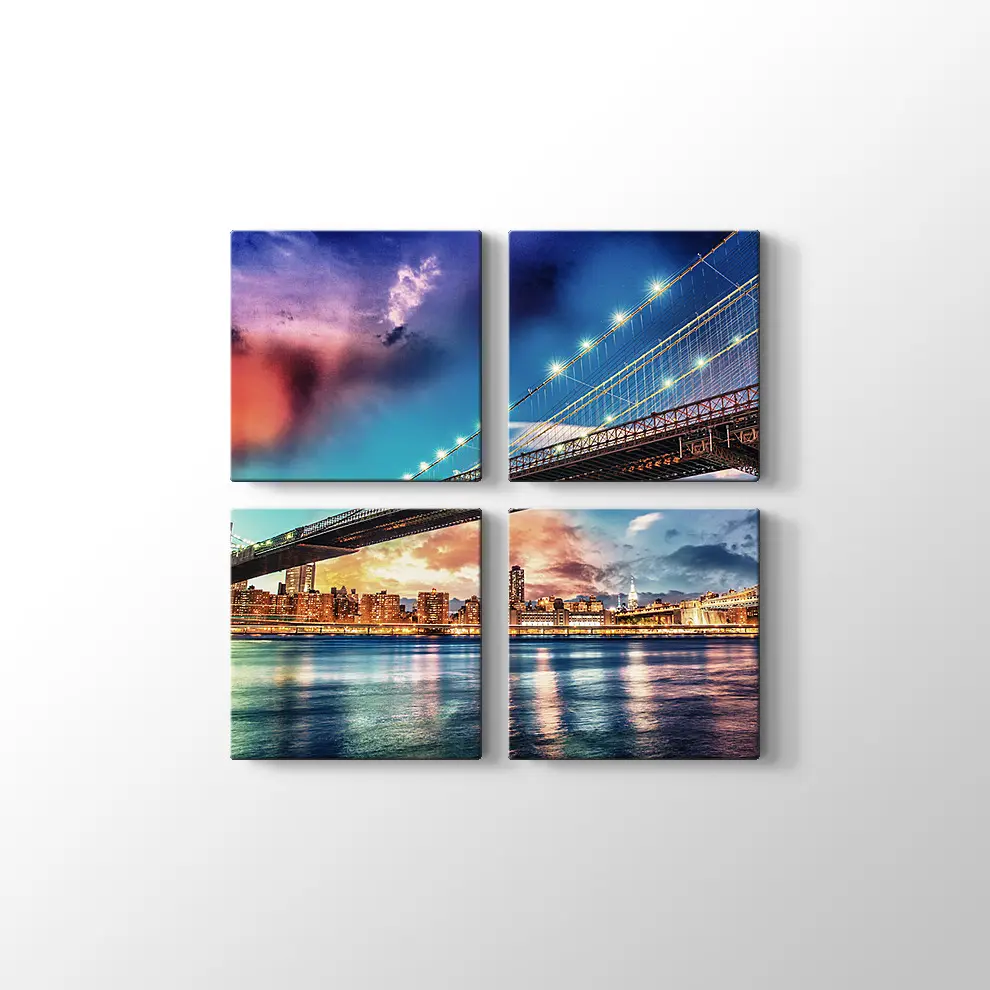Brooklyn ve Manhattan Köprüsü Kanvas Tablo